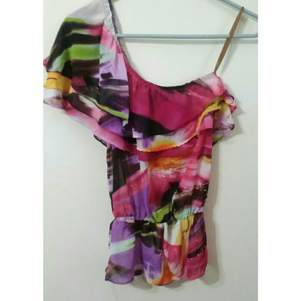 One Shoulder Multi-Color Top