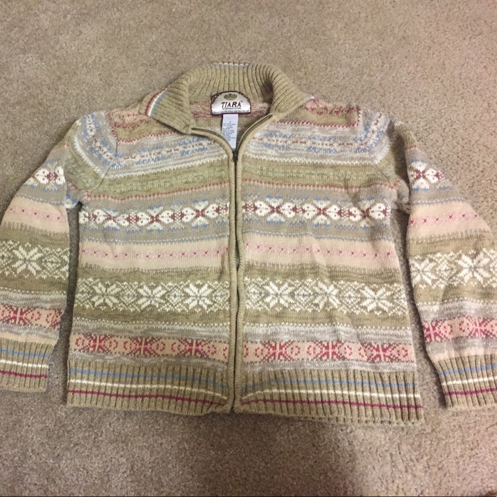 Warm pattern sweater jacket