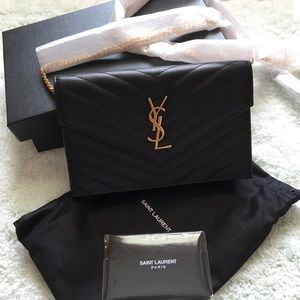 Saint Laurent Small Envelope Wallet On Chain Gold