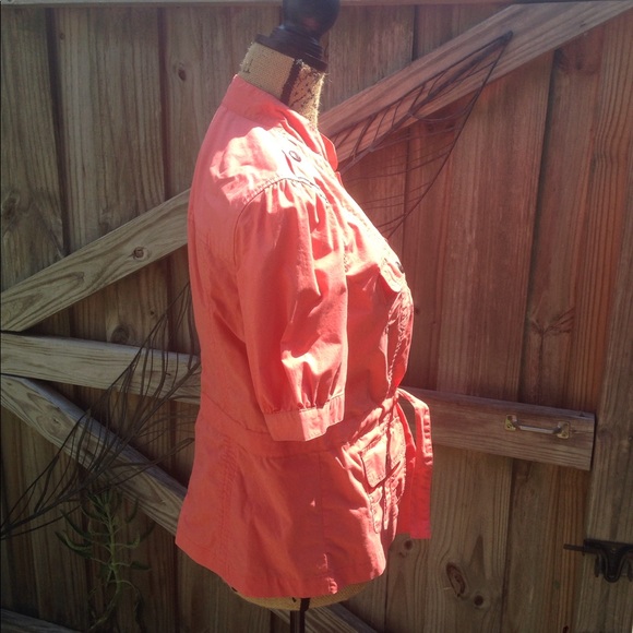 Chicos Peach Mandarin Collar Top Jacket 1 Medium - Picture 4 of 5