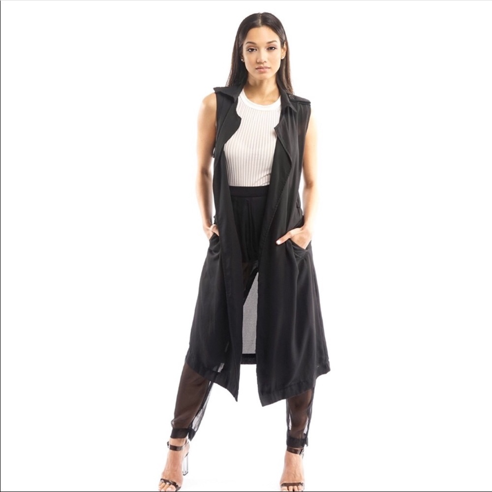 ONE LEFT! Black Semi- Sheer Sleeveless Long Duster