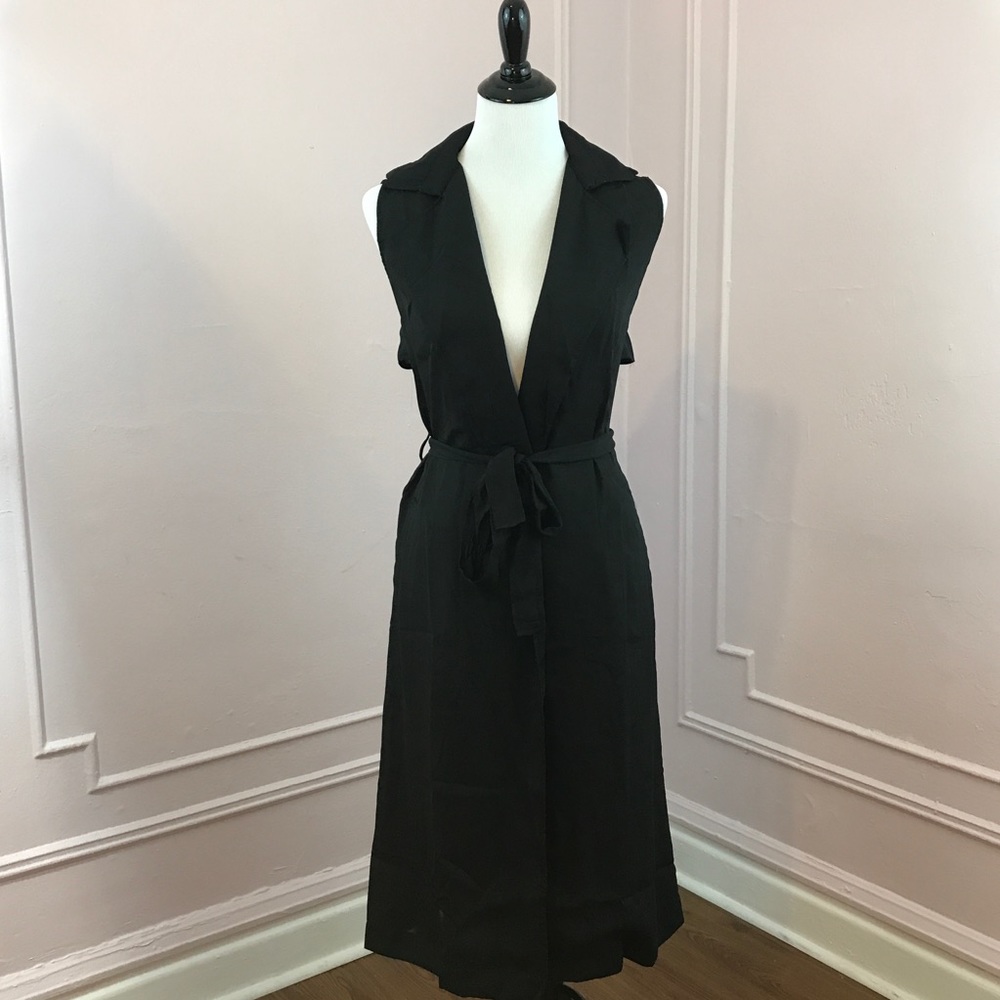 ONE LEFT! Black Semi- Sheer Sleeveless Long Duster - Picture 7 of 8