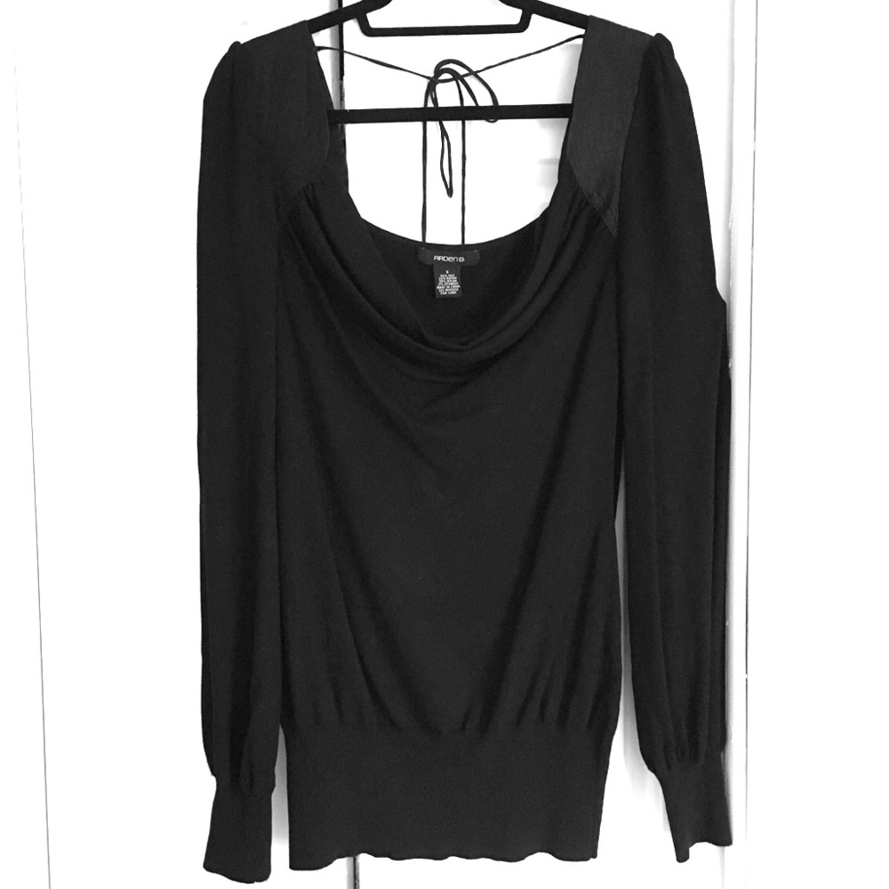 Arden B. Black Silk Off Shoulder Sweater - Small!