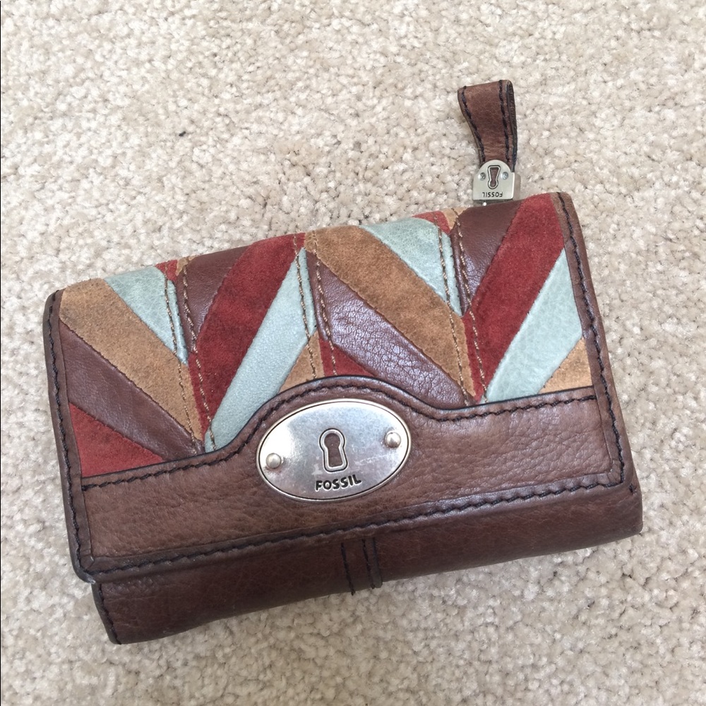 Leather/Suede multi-colored Fossil folding wallet