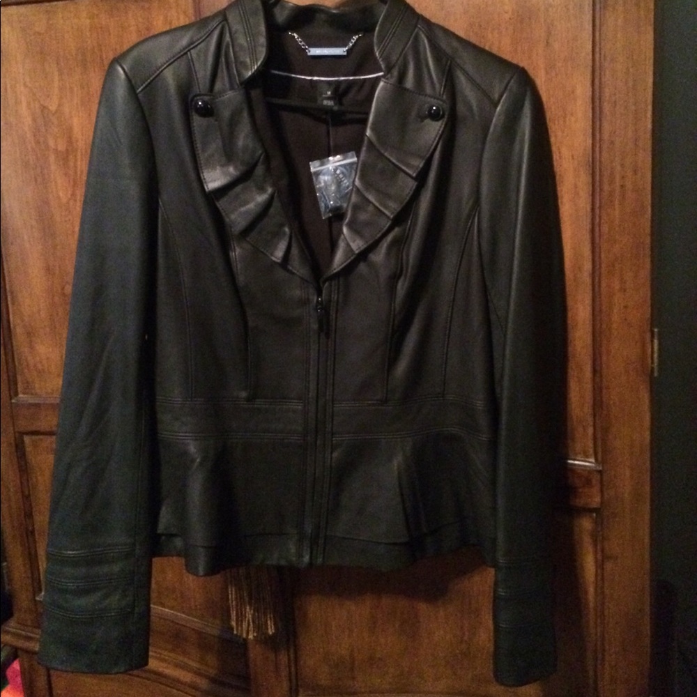 Black Leather White House Black Market Jacket