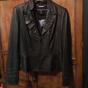 Black Leather White House Black Market Jacket