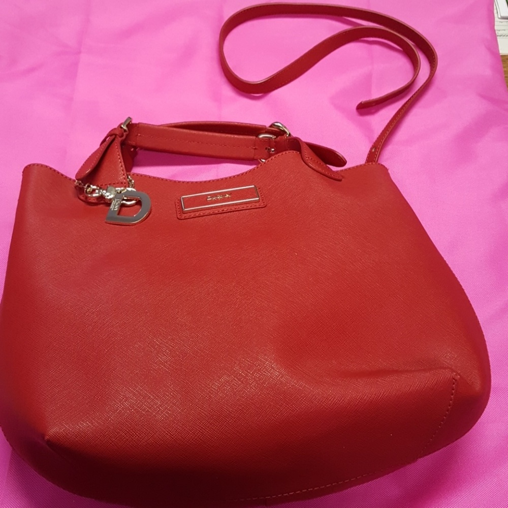 DKNY Red 100%Leather Bucket Style