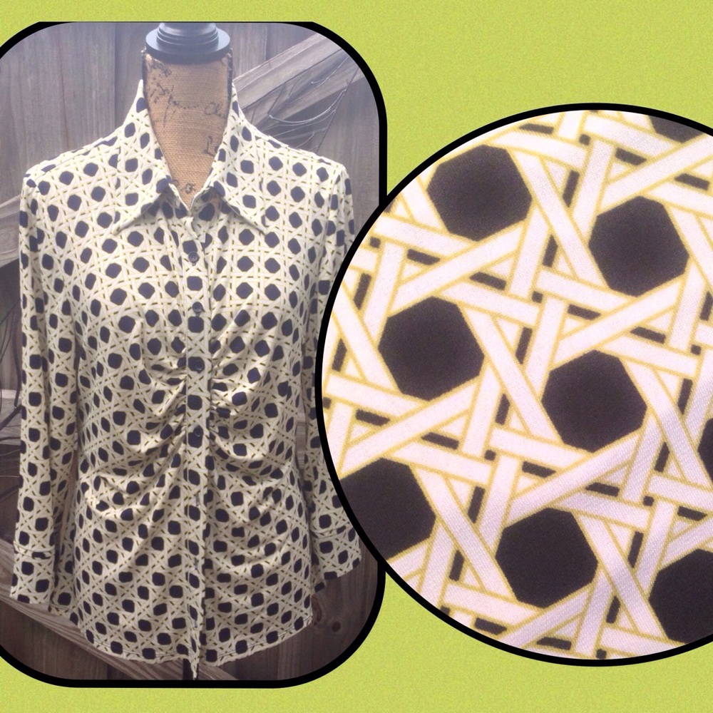 Laundry Shelli Segal Blue White green Wicker top L