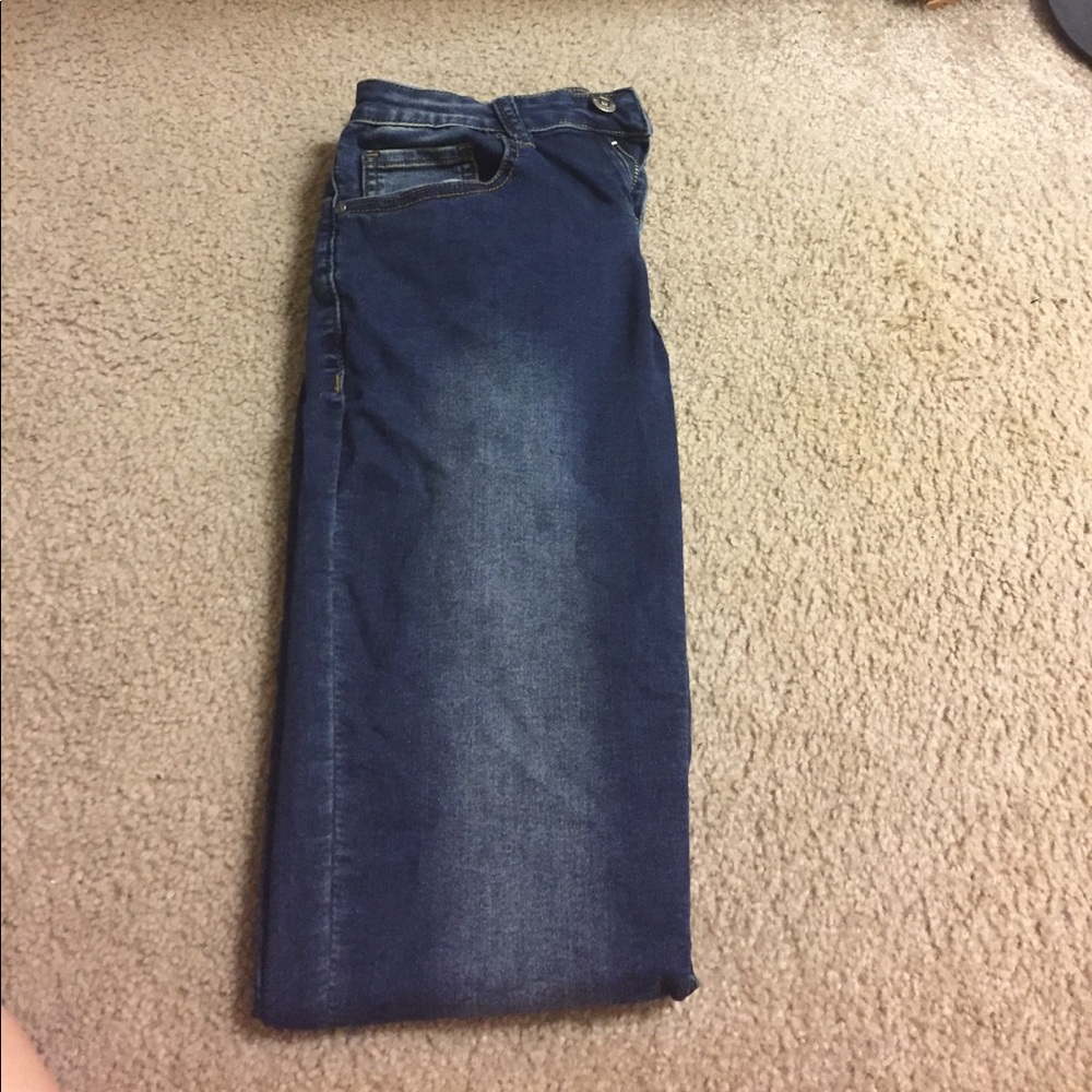 Blue straight leg jeans