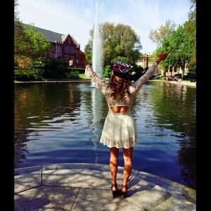 Forever 21 long sleeve, mini, floral lace dress