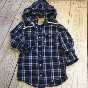 Hollister hooded button up shirt