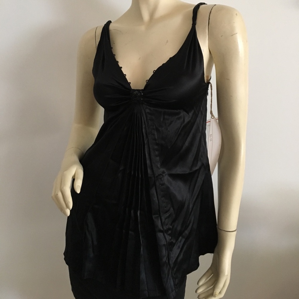 Ya-Ya Petite silk top with beads and pleats