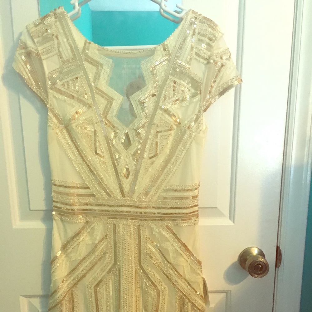 White and Gold sequin dress