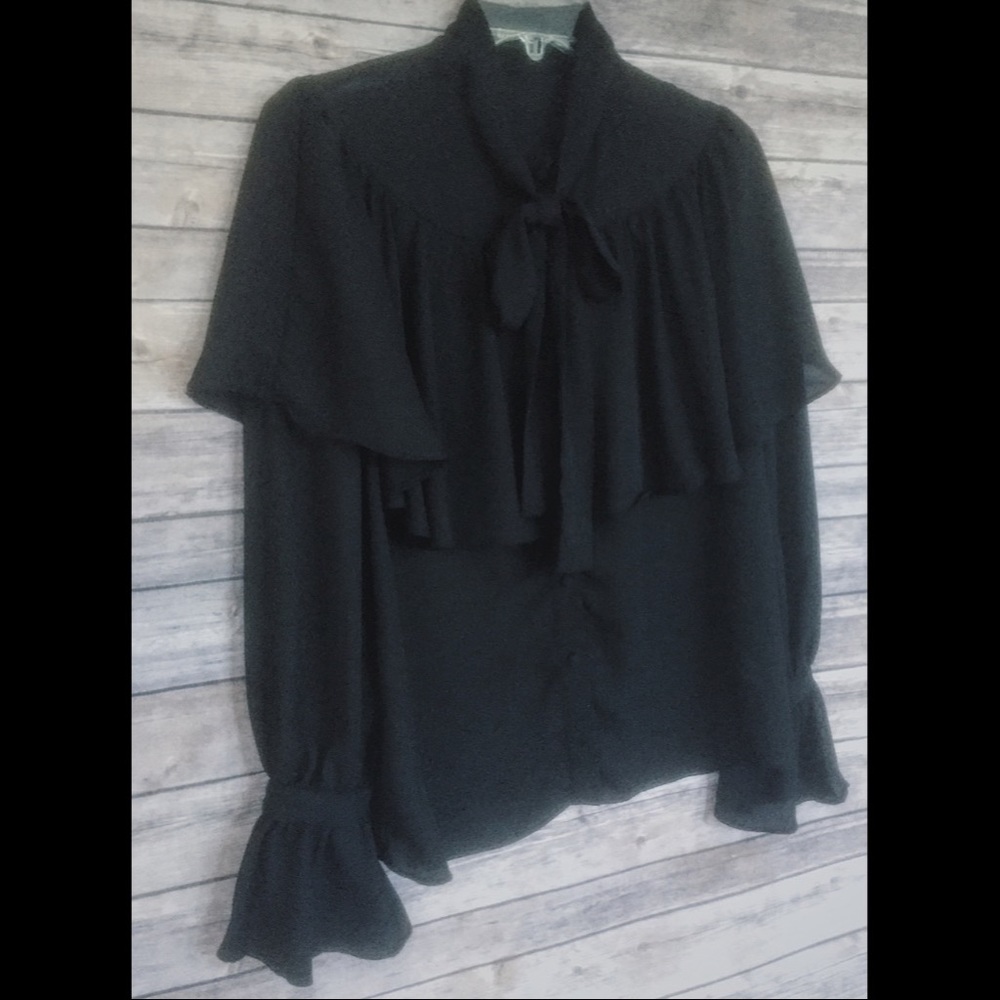 Do + Be Black Cape Blouse
