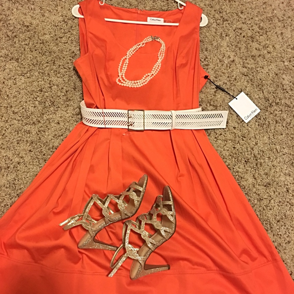 Orange Calvin Klein dress