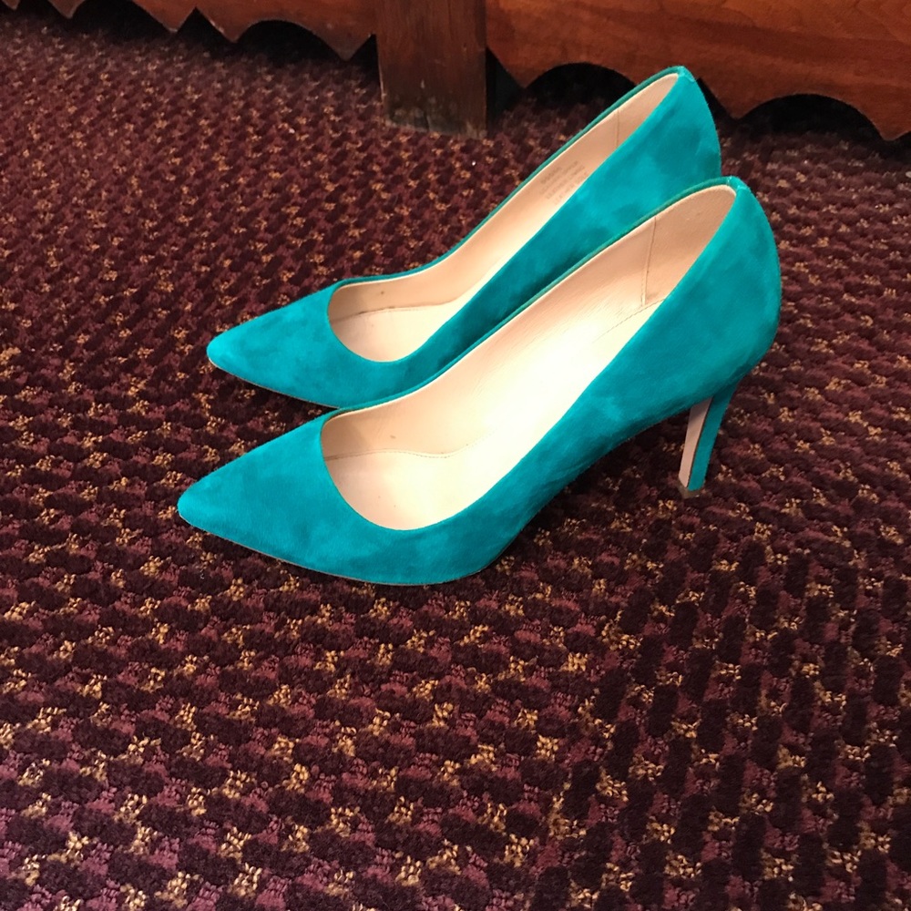 J. Crew turquoise suede heels