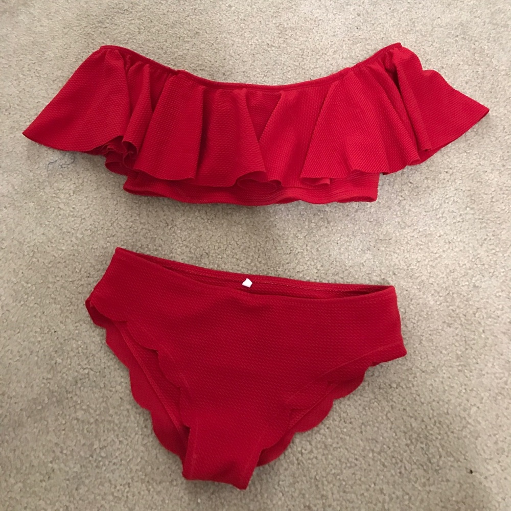 Red off the shoulder bikini