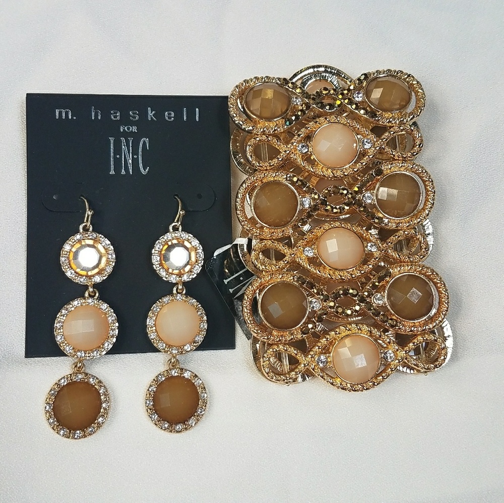 I•N•C droplet earrings and bracelet