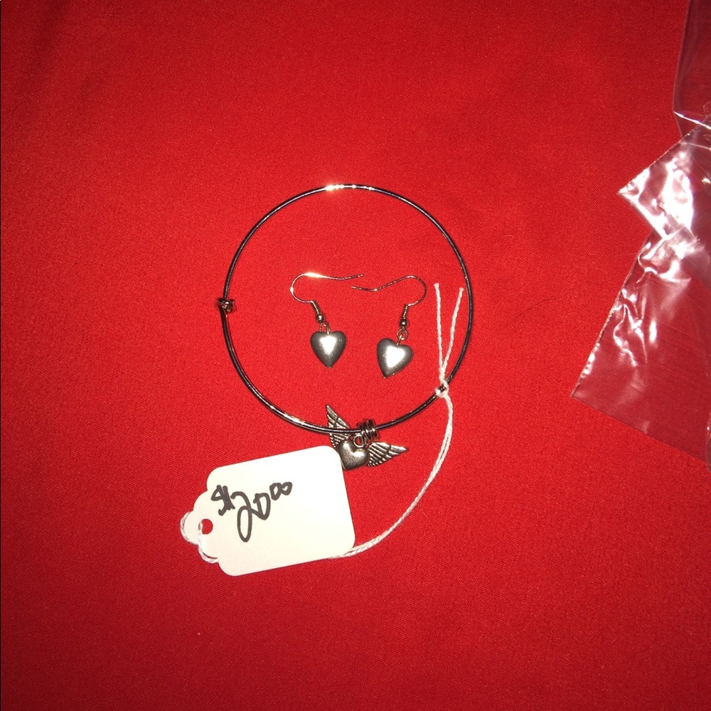 Heart bracelet with matching earrings
