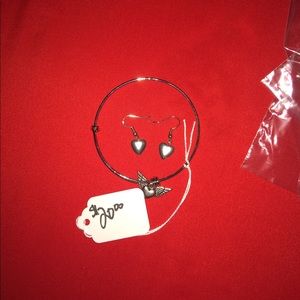 Heart bracelet with matching earrings