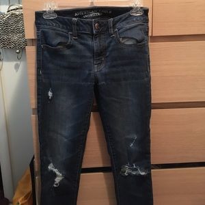 Distressed dark wash jeans - size 2