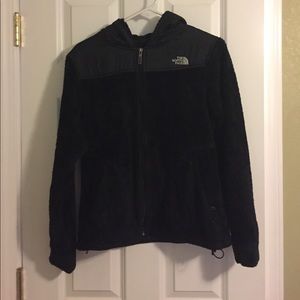 Black fuzzy Northface jacket