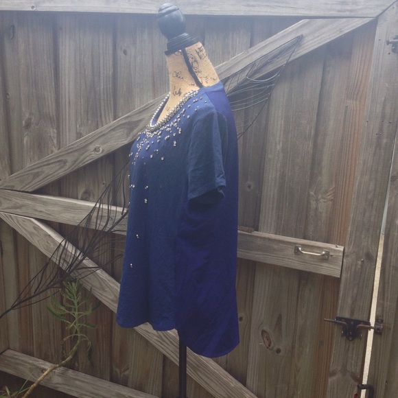 Chicos rhinestone embellished blue top large - Picture 3 of 4