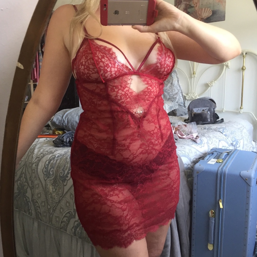 Large Victoria's Secret Red Slip Lingerie Bra