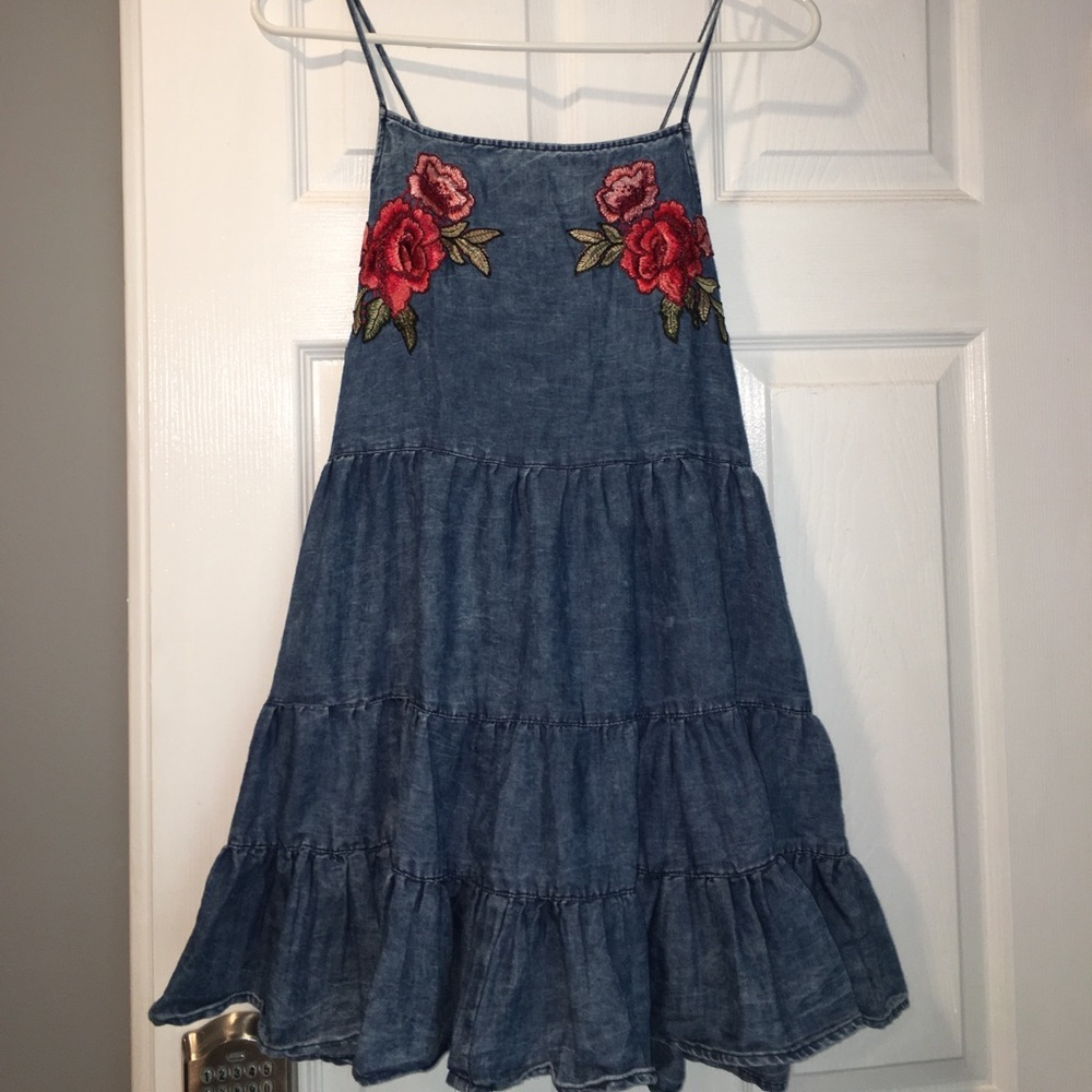 Forever 21 Ruffle Faux Denim Dress