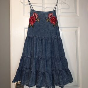 Forever 21 Ruffle Faux Denim Dress