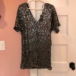 gunmetal sequined dress