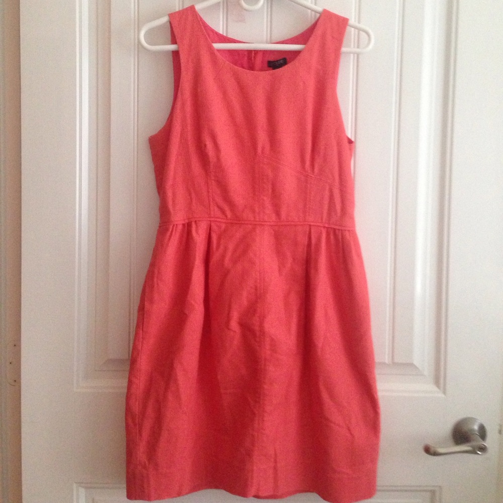 J Crew Coral Shift Dress 8 VGUC