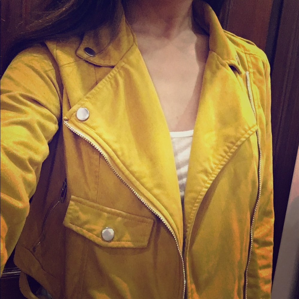 Missguided Faux Suede Jacket in Mustard