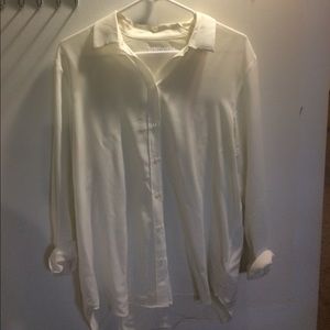 White Everlane relaxed silk button up sz 8