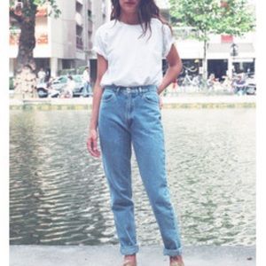 AMERICAN APPAREL HIGH WAISTED JEANS - MEDIUM WASH