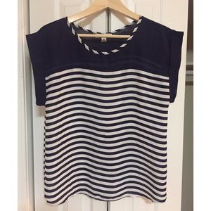 Navy Split Back Top
