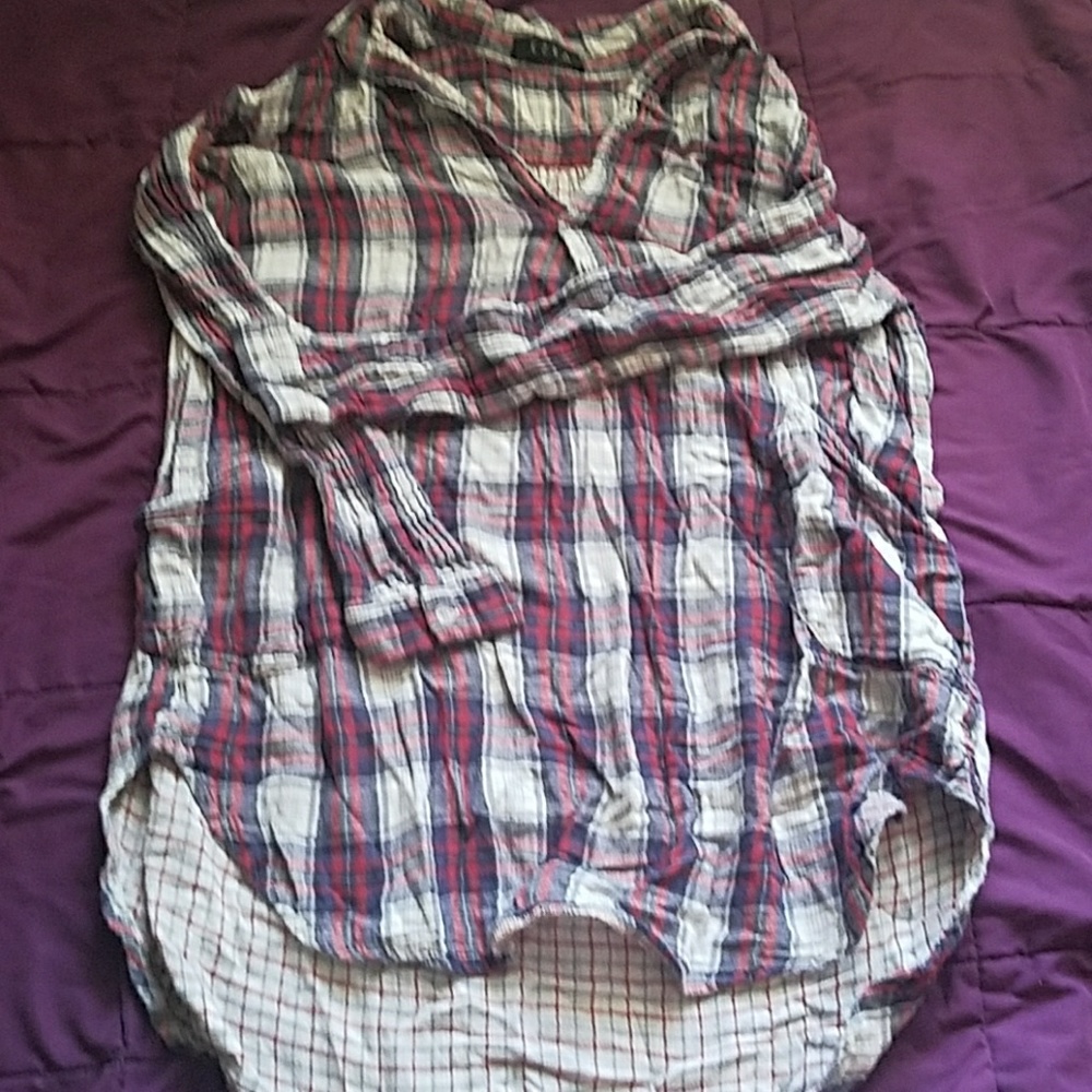 Plaid collard hi low top