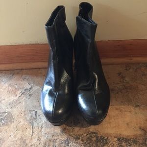 Black Leather Wedges