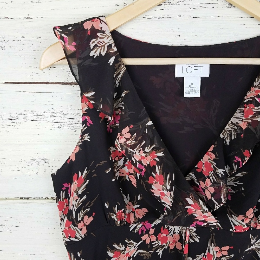 Ann Taylor Loft Brown Floral Sleeveless Blouse