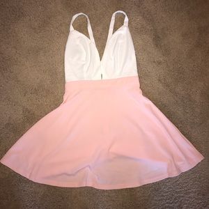 Pink and white low cut dress