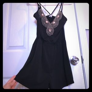 Black beaded top romper