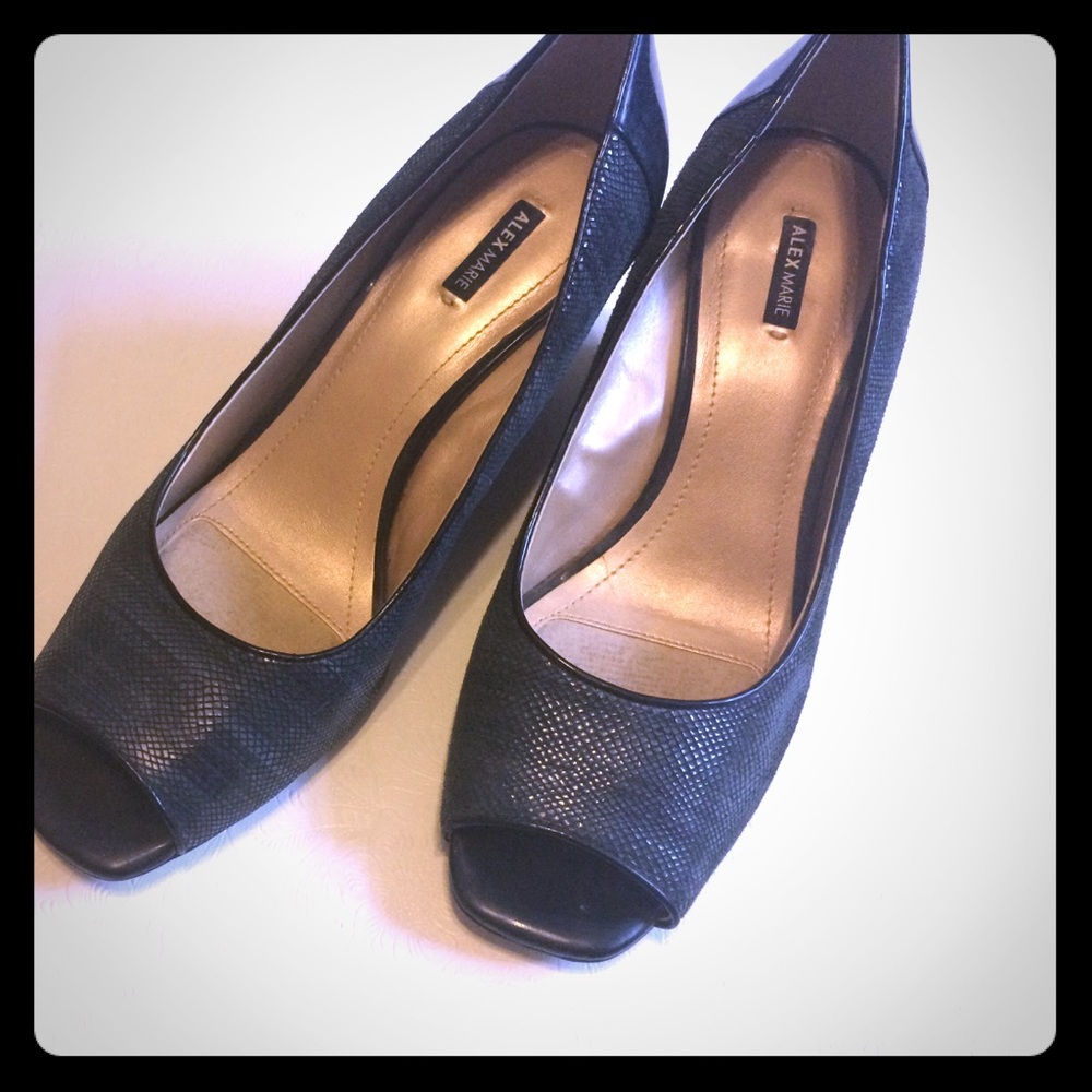 Alex Marie leather open toe wedge heel