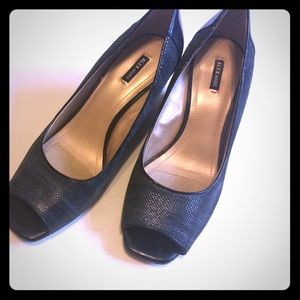 Alex Marie leather open toe wedge heel