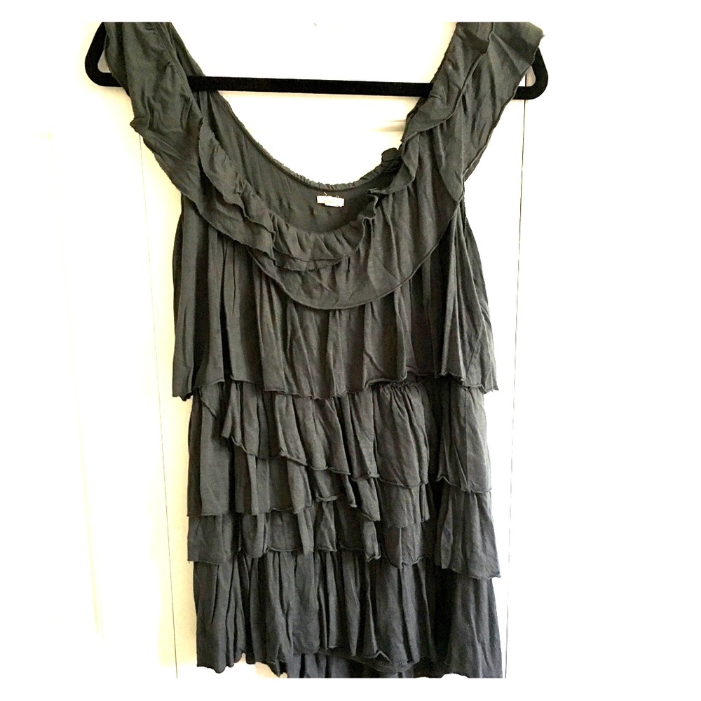 J. Crew Charcoal Ruffle Top - Size Medium!