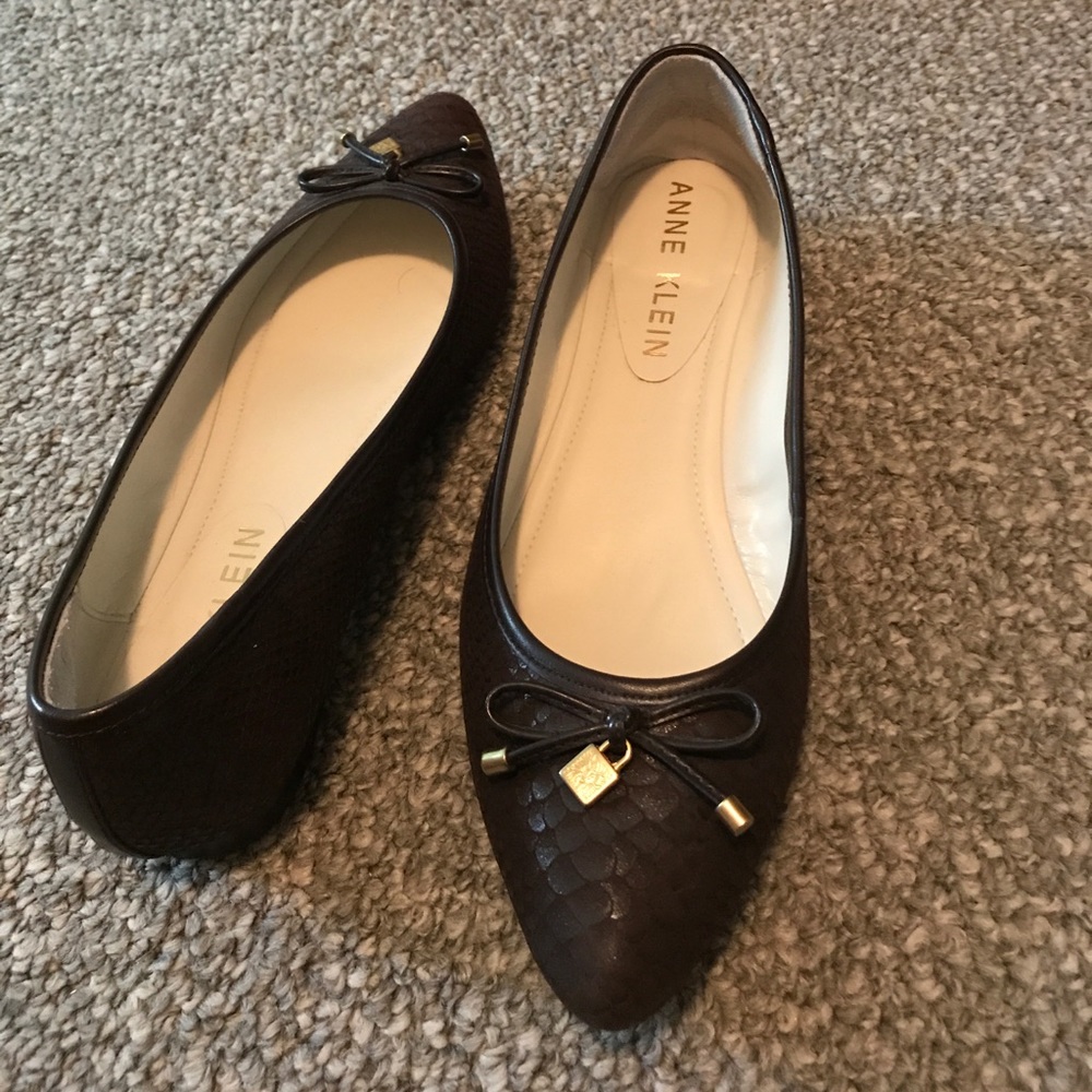 Brown, Anne Klein pointed flats. Worn once!