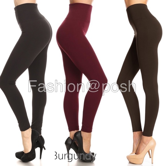 High Waist Fleece Lined Leggings New Comfy Basic - Picture 2 of 3