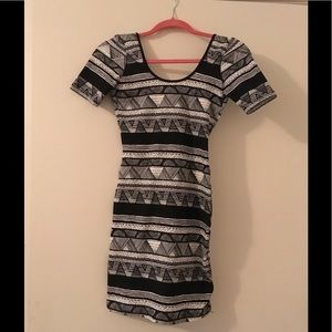 Geo print body con dress