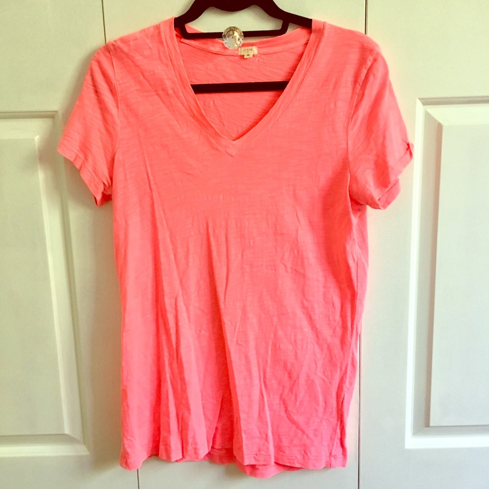J. Crew Watermelon Classic V-Neck Tee - Size Med.