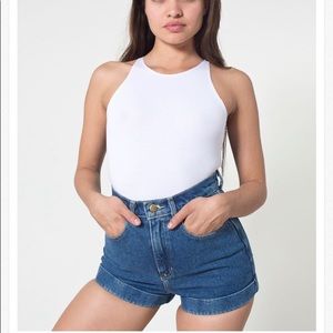 AMERICAN APPAREL HIGH WAISTED SHORTS - DARK WASH
