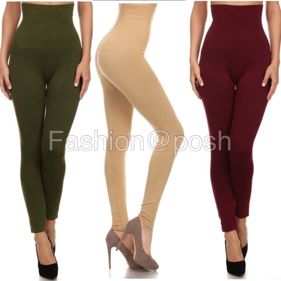 Pants - High Waist Compression Leggings Tummy Control OS GRAY